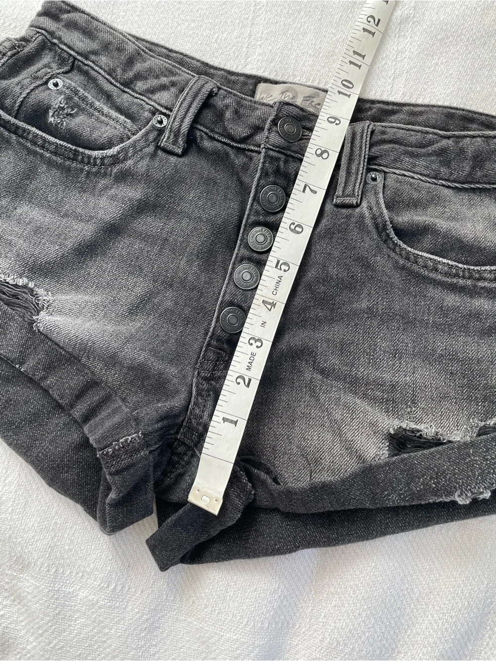Free People Faded Black Distressed Denim Shorts
